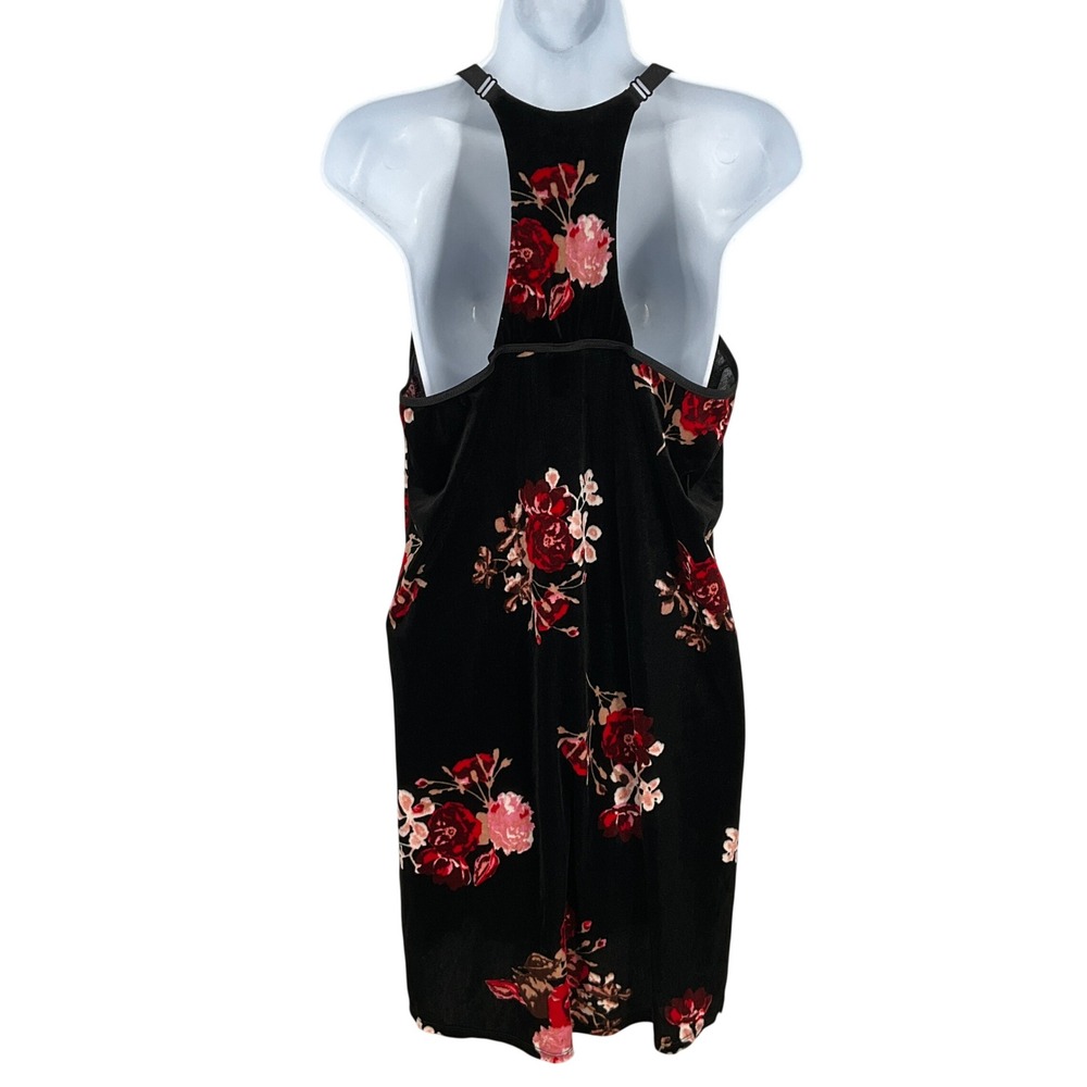 Apt. 9 Nightgown Women XXL Black Red Floral Velvet Chemise Racerback Sleeveless - Picture 2 of 9